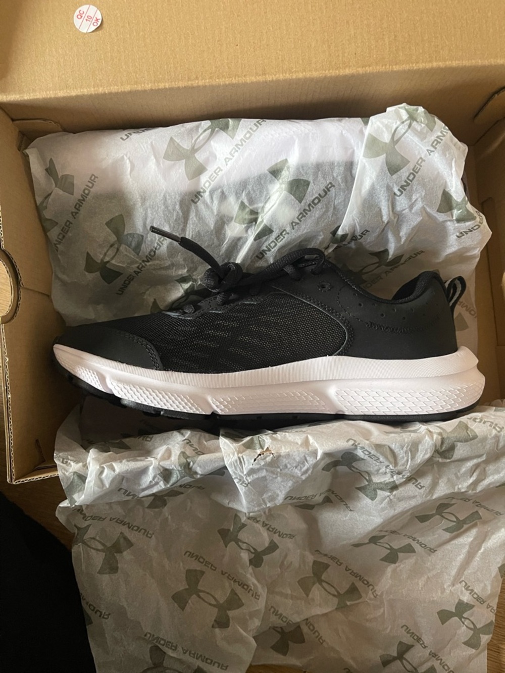 Under Armour Black and White Kids Sneakers